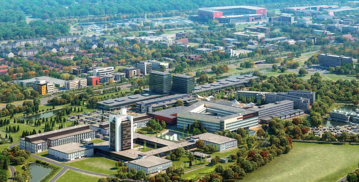Skypicture of the campus at Twente. 