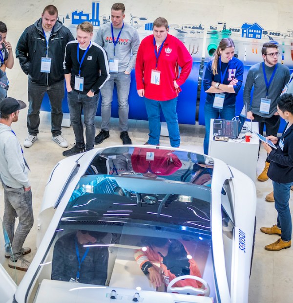 Students get a tour at the Brightlands campus. 