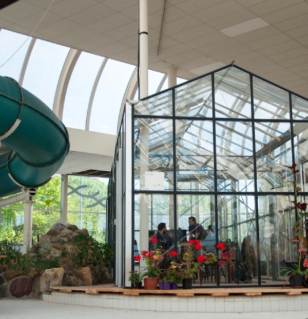 Greenhouse as a meeting room at Blue city in Rotterdam. 