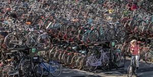 Bicycle storage at a train station. 