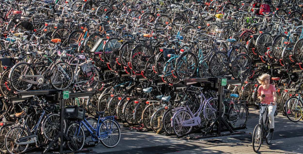 Sky picture of a bicycle storage