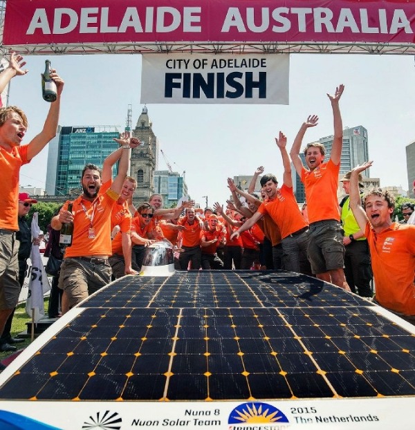 The Nuna Solar Team celebrating their victory. 