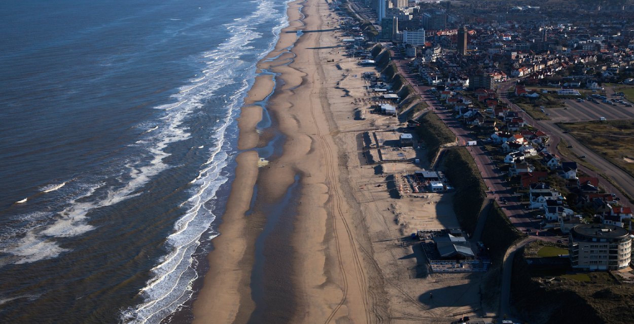 Sky picture of the Dutch beach. 