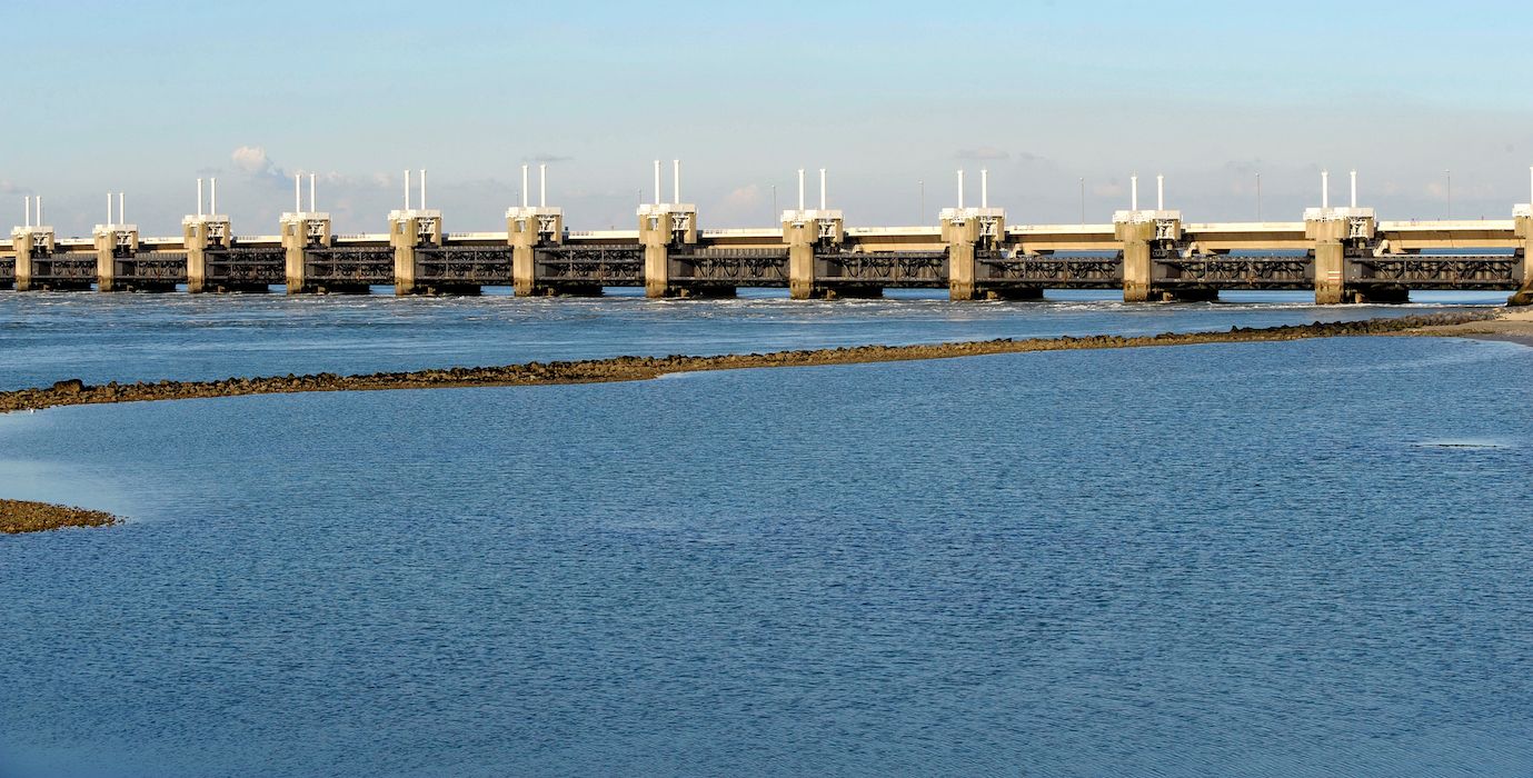 The Oosterschelde, one of the delta works in The Netherlands. 